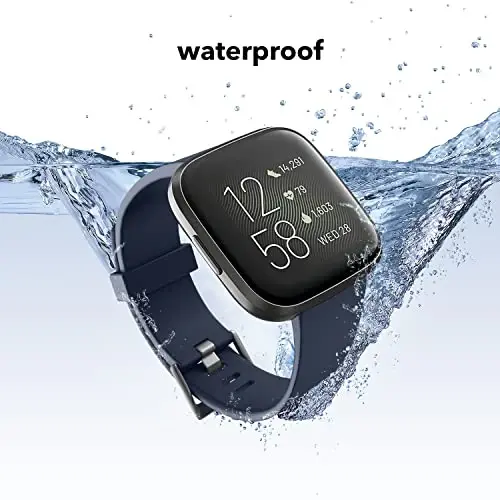 Dr.Sept 2 ta suvga chidamli tasma, Fitbit Versa 2 ayollar va erkaklar uchun, Fitbit Versa 2/Versa Lite/Versa SE uchun klassik yumshoq sport zaxira tasmalar (qora/to'q ko'k, kichik 5.5''-7.1'') - 2 (1)