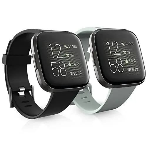 Dr.Sept 2 упаковки водонепроницаемых ремешков, совместимых с Fitbit Versa 2 для женщин и мужчин, классические мягкие спортивные сменные браслеты для Fitbit Versa 2/Versa Lite/Versa SE (черный/серый, большой 7.1''-8.7'') 
