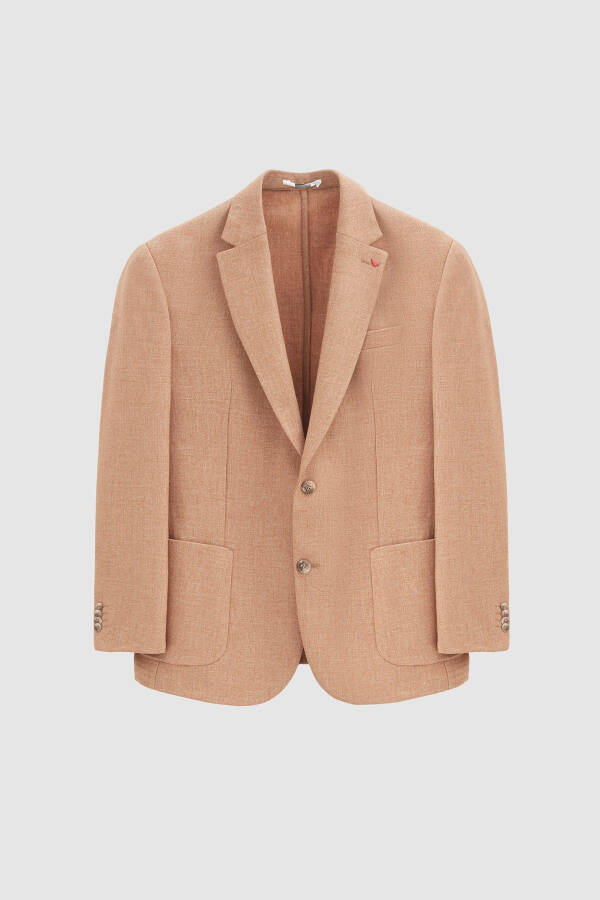 Ds Damat Regular Fit Hardal Armürlü Çift Yırtmaçlı Yünlü Blazer Kumaş Ceket-Hardal - 4