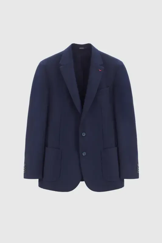 Ds Damat Regular Fit Navy Blue Textured Double Slit Wool Blend Blazer - Navy Blue - 5