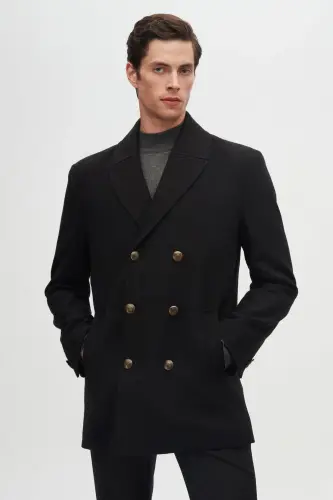 Ds Damat Regular Fit Qora Ikki Qatorli Dengizchi Metall Tugmali Kash Kaban-Qora - D'S DAMAT (1)