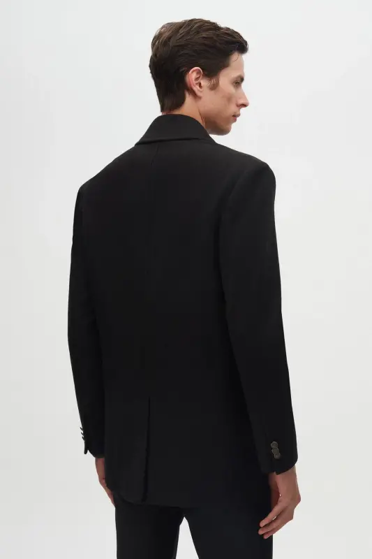 Ds Damat Regular Fit Qora Ikki Qatorli Dengizchi Metall Tugmali Kash Kaban-Qora - 6