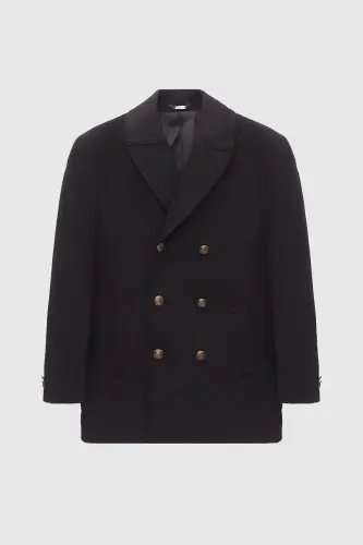 Ds Damat Regular Fit Qora Ikki Qatorli Dengizchi Metall Tugmali Kash Kaban-Qora - 5