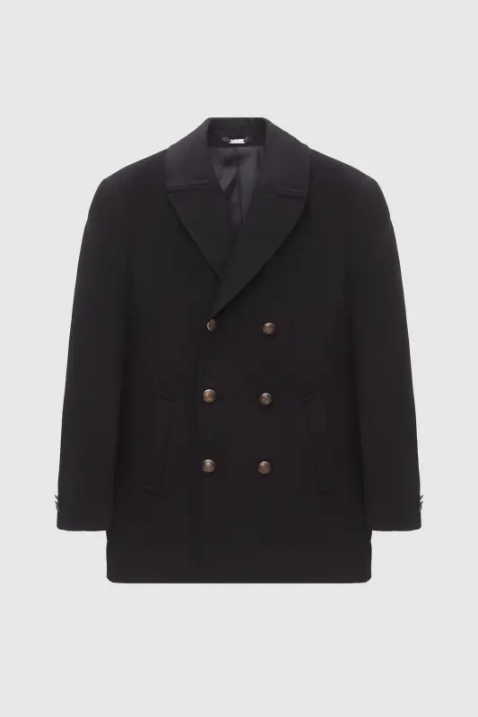 Ds Damat Regular Fit Qora Ikki Qatorli Dengizchi Metall Tugmali Kash Kaban-Qora - 5