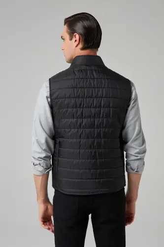 Ds Damat Regular Fit Siyah Dik Yaka Elyaf Dolgulu Mevsimlik Fermuarlı Şişme Yelek Mont - Siyah - 6