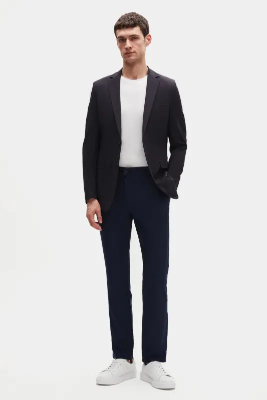 Ds Damat Slim Fit Açık Lacivert Beli Lastikli İpli Fermuarlı Likralı Rahat Jogger Pantolon - 164809 - 4