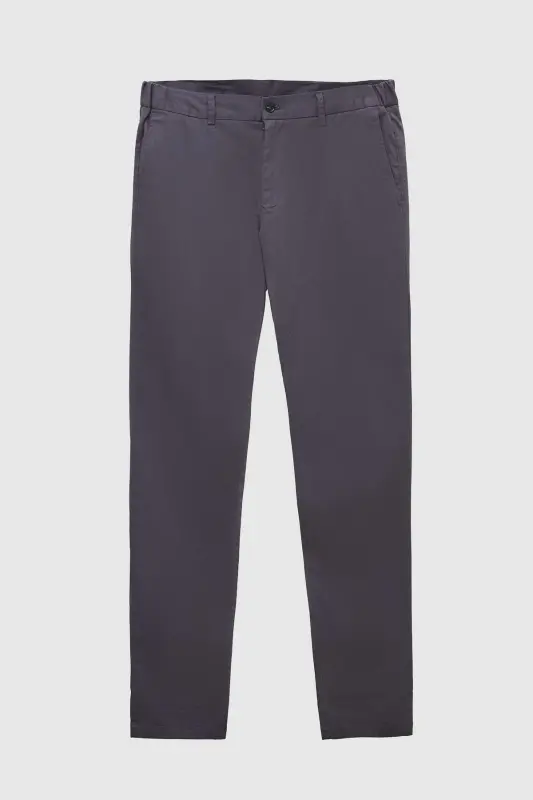 Ds Damat Slim Fit Anthracite Textured Side Elastic Waist Flexible Lycra Side Pocket Chino Pants-Gray - 5
