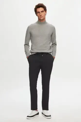 Ds Damat Slim Fit Антрацитовые Эластичные Удобные Брюки-джоггеры с эластичной талией на шнурке и молнии - Антрацит - 6