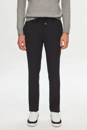 Ds Damat Slim Fit Antrasit Beli Lastikli İpli Fermuarlı Likralı Rahat Jogger Pantolon - Antrasit - 1