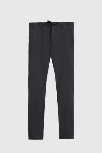Ds Damat Slim Fit Antrasit Beli Lastikli İpli Fermuarlı Likralı Rahat Jogger Pantolon - Antrasit - 5