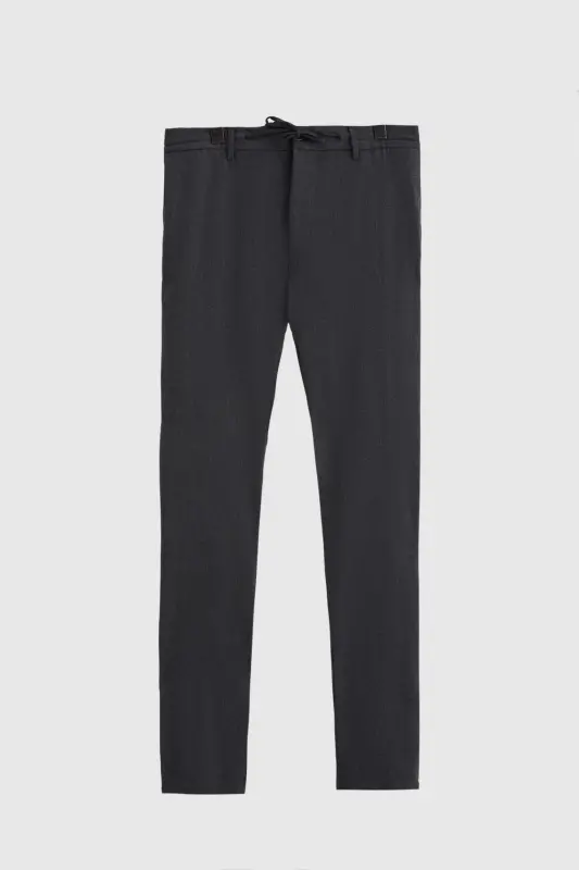 Ds Damat Slim Fit Antrasit Beli Lastikli İpli Fermuarlı Likralı Rahat Jogger Pantolon - Antrasit - 5