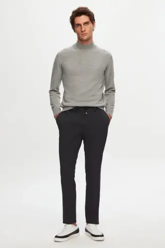 Ds Damat Slim Fit Antrasit Beli Lastikli İpli Fermuarlı Likralı Rahat Jogger Pantolon - Antrasit - 6