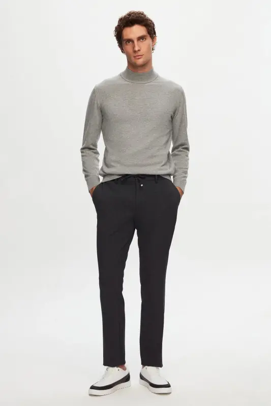 Ds Damat Slim Fit Antrasit Beli Lastikli İpli Fermuarlı Likralı Rahat Jogger Pantolon - Antrasit - 6