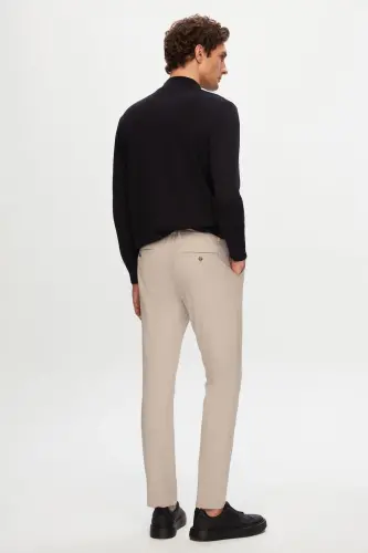 Ds Damat Slim Fit Beige Elastic Waistband Drawstring Zippered Lycra Comfortable Jogger Pants-Beige - 4