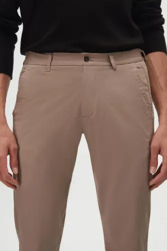 Ds Damat Slim Fit Bej Armürlü Yan Beli Lastikli Esnek Likralı Yandan Cepli Chino Pantolon-Bej - D'S DAMAT (1)