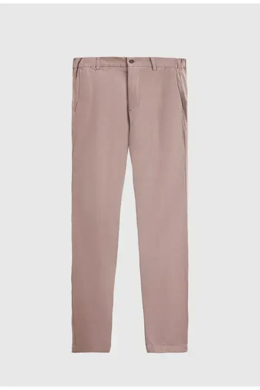 Ds Damat Slim Fit Bej Armürlü Yon Beli Lastikli Esnek Likrali Yondan Cepli Chino Pantolon-Bej - 4