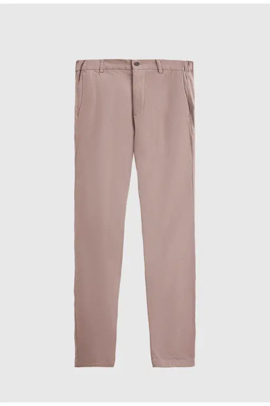 Ds Damat Slim Fit Bej Armürlü Yon Beli Lastikli Esnek Likrali Yondan Cepli Chino Pantolon-Bej - 4