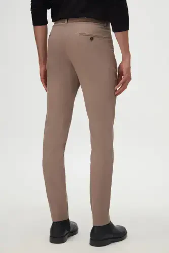 Ds Damat Slim Fit Бежевый Жаккардовый Эластичный Хлопок-стрейч Чинос с эластичной талией по бокам и боковыми карманами - Бежевый - 3