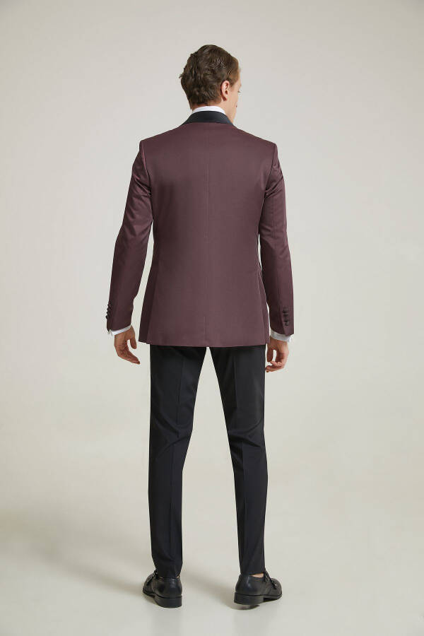 Ds Damat Slim Fit Bordo Jakar Desenli Damatlık & Smokin Takım Elbise - 20