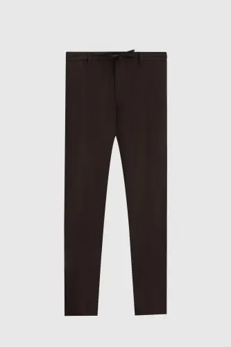 Ds Damat Slim Fit Brown Elastic Waistband Drawstring Zippered Lycra Comfortable Jogger Pants-Coffee - 3