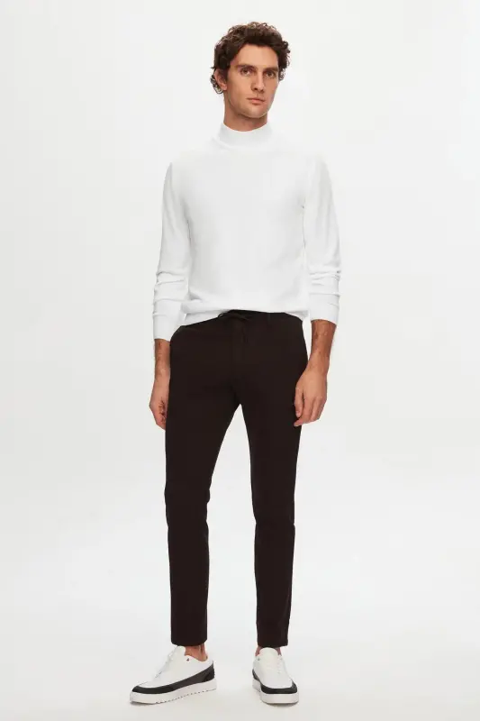 Ds Damat Slim Fit Brown Elastic Waistband Drawstring Zippered Lycra Comfortable Jogger Pants-Coffee - 4