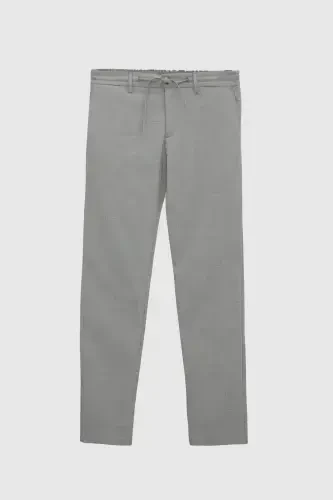 Ds Damat Slim Fit Gray Elastic Waistband Drawstring Zippered Lycra Comfortable Jogger Pants-Gray Melange - 3