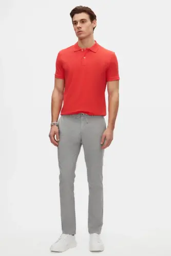 Ds Damat Slim Fit Gri Beli Rezinkali Ipli Fermuarli Likrali Qulay Jogger Shim-Kulrang Melanj - D'S DAMAT (1)
