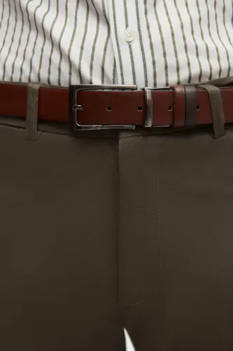 Ds Damat Slim Fit Haki Armürlü Yan Beli Lastikli Esnek Likralı Yandan Cepli Chino Pantolon - Haki - 4