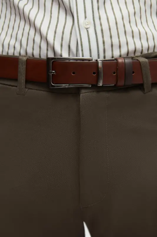 Ds Damat Slim Fit Haki Armürlü Yan Beli Lastikli Esnek Likralı Yandan Cepli Chino Pantolon - Haki - 4