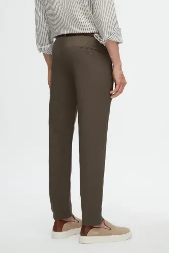 Ds Damat Slim Fit Haki Armürlü Yan Beli Lastikli Esnek Likralı Yandan Cepli Chino Pantolon - Haki - 6