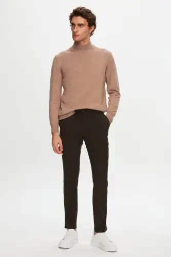 Ds Damat Slim Fit Haki Beli Lastikli İpli Fermuarlı Likralı Rahat Jogger Pantolon-Haki - 3