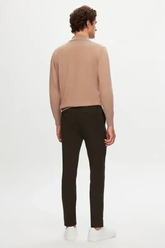 Ds Damat Slim Fit Khaki Elastic Waistband Drawstring Zippered Lycra Comfortable Jogger Pants-Khaki - 4