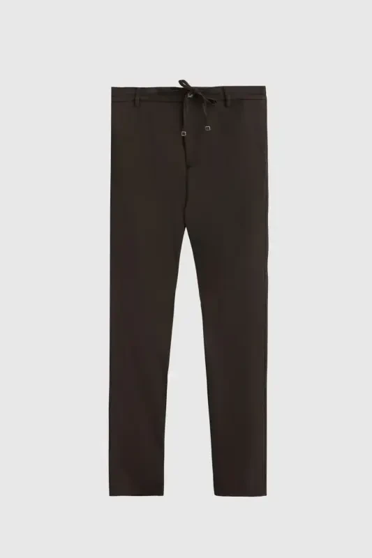 Ds Damat Slim Fit Khaki Elastic Waistband Drawstring Zippered Lycra Comfortable Jogger Pants-Khaki - 5