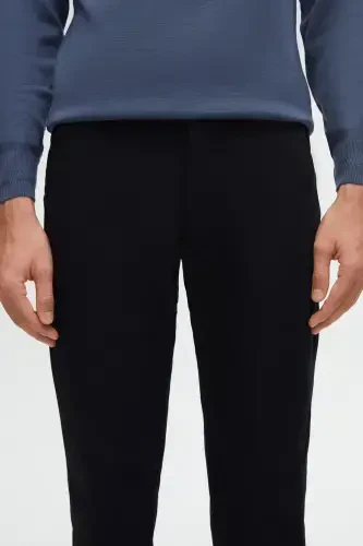 Ds Damat Slim Fit Ko'k Armürlü Yon Beli Rezinali Elastik Likralı Yondan Cho'ntakli Chino Shim-Ko'k - 3