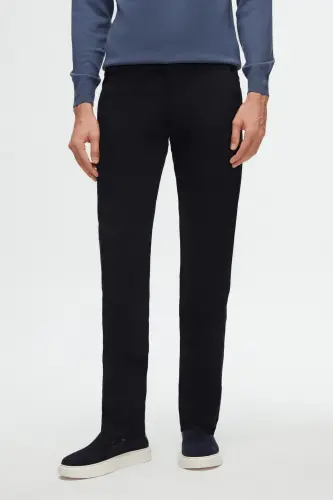 Ds Damat Slim Fit Ko'k Armürlü Yon Beli Rezinali Elastik Likralı Yondan Cho'ntakli Chino Shim-Ko'k 