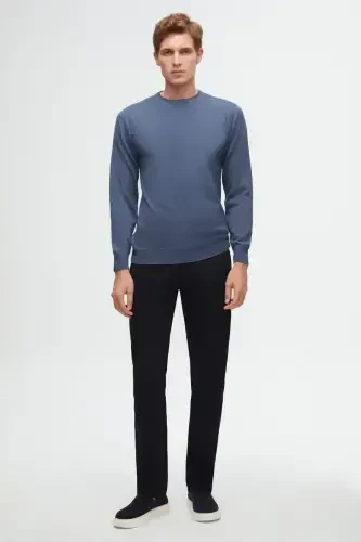 Ds Damat Slim Fit Lacivert Armürlü Yan Beli Lastikli Esnek Likralı Yandan Cepli Chino Pantolon-Lacivert - D'S DAMAT (1)