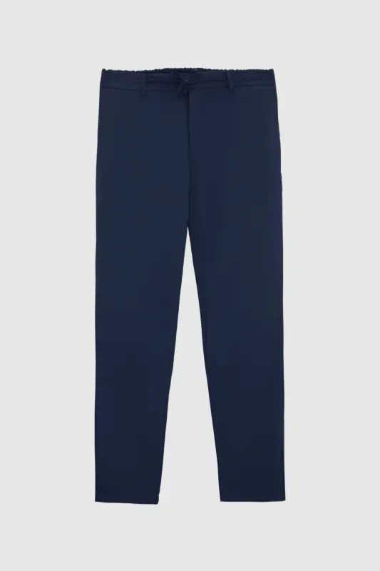 Ds Damat Slim Fit Light Navy Blue Elastic Waistband Drawstring Zippered Lycra Comfortable Jogger Pants-164809 - 5