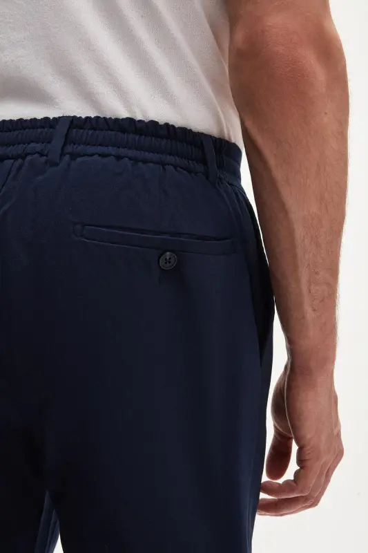 Ds Damat Slim Fit Light Navy Blue Elastic Waistband Drawstring Zippered Lycra Comfortable Jogger Pants-164809 - 6