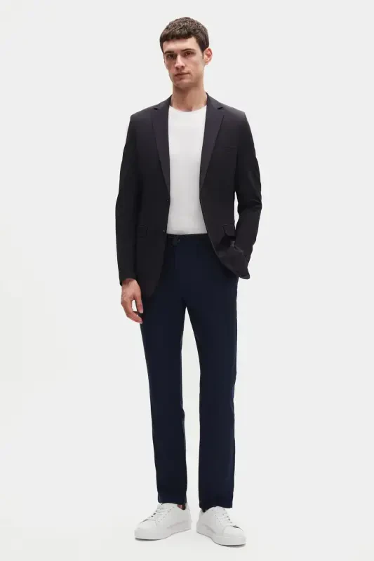 Ds Damat Slim Fit Och Ko'k Beli Rezinkali Ipli Fermuarli Likrali Qulay Jogger Shim-164809 - 4