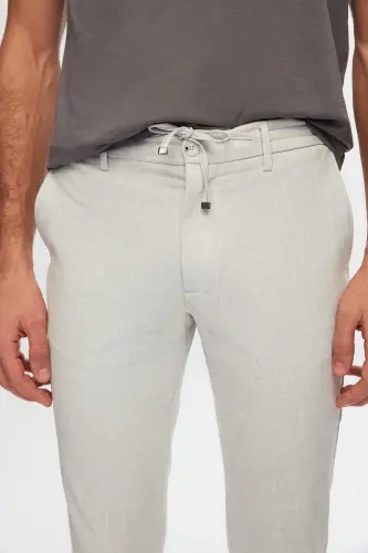 Ds Damat Slim Fit Taş Beli Lastikli İpli Fermuarlı Likralı Rahat Jogger Pantolon-Taş - D'S DAMAT (1)