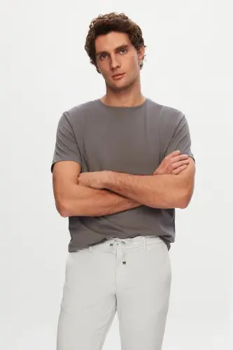 Ds Damat Slim Fit Taş Beli Lastikli İpli Fermuarlı Likralı Rahat Jogger Pantolon-Taş - 4