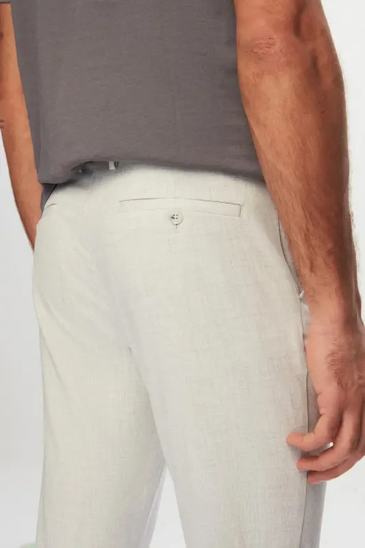 Ds Damat Slim Fit Taş Beli Lastikli İpli Fermuarlı Likralı Rahat Jogger Pantolon-Taş - 6