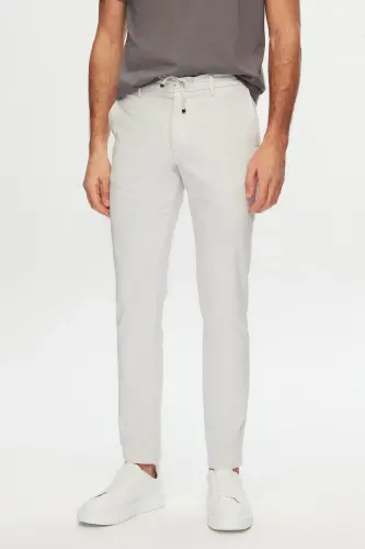 Ds Damat Slim Fit Taş Beli Lastikli İpli Fermuarlı Likralı Rahat Jogger Pantolon-Taş 