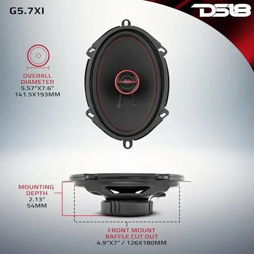 DS18 G5.7Xi GEN-X 5x7 2-Way Coaxial Speakers 150 Watts Max Power 4-OModazone - Full Range Speaker with Dome Tweeter Great for Car Stereo Sound System - 2 Speakers - 4
