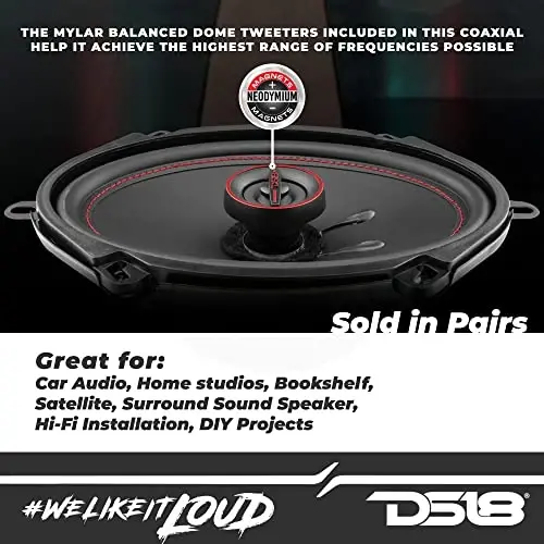 DS18 G5.7Xi GEN-X 5x7 2-Way Coaxial Speakers 150 Watts Max Power 4-OModazone - Full Range Speaker with Dome Tweeter Great for Car Stereo Sound System - 2 Speakers - 3