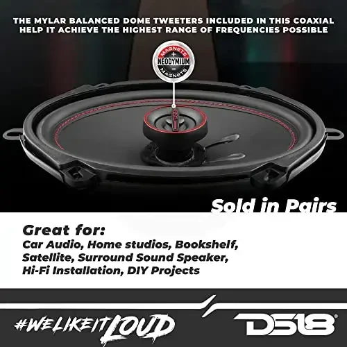 DS18 G5.7Xi GEN-X 5x7 2-Way Coaxial Speakers 150 Watts Max Power 4-OModazone - Full Range Speaker with Dome Tweeter Great for Car Stereo Sound System - 2 Speakers - 3