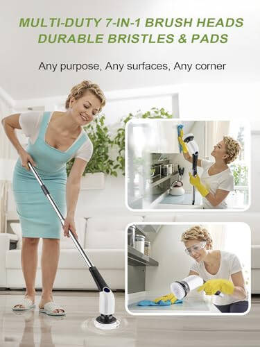 Dsenfurn 7-in-1 Replacement Brush Heads Set of Electric Spin Scrubber, Cleaning Portable Cordless Shower Power Scrubber Heads, Household Tools for Bathroom Kitchen Bathtub Tile Floor Car & Wheel - 4