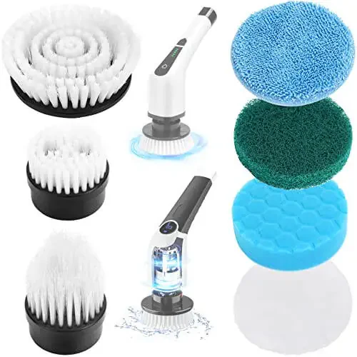 Dsenfurn 7-in-1 Replacement Brush Heads Set of Electric Spin Scrubber, Cleaning Portable Cordless Shower Power Scrubber Heads, Household Tools for Bathroom Kitchen Bathtub Tile Floor Car & Wheel - 1