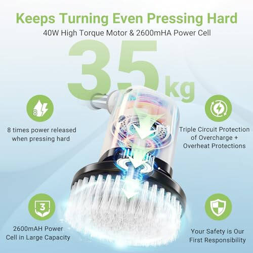 Dsenfurn Electric Spin Scrubber, simsiz hammom küvetini tozalash vositasi, uzun tutqichli va 7 ta almashtiriladigan tozalash boshi, qisqa tutqich sifatida kengaytma, portativ elektr dush cho'tkasi, kafel zamin uchun maishiy asboblar - 5