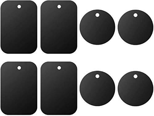 DSTELIN Universal Metal Plate 8 Pack for Magnetic Phone Car Mount Holder Cradle with Adhesive (Compatible with Magnetic Mounts) - 4 Rectangle and 4 Round, Black - 1